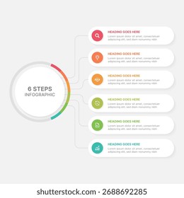 Modern Circular Infographic Design Template with 6 Data Points