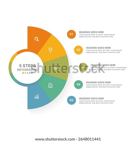 Modern Circular Infographic Design Template with 5 Data Points