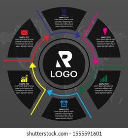 Modern circular infographic diagram, template for business, presentations, web design,6 options.Vector