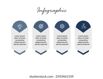 Modern circular infographic template with four-step business design and marketing icons for strategic planning