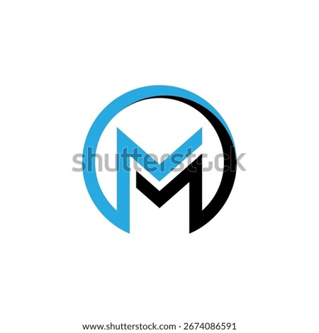 Modern circular logo with the letter M in blue and black. Clean monogram style for branding, digital identity, corporate, and business use.