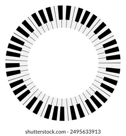 A modern circular piano keyboard design suitable for music education or decorative purposes