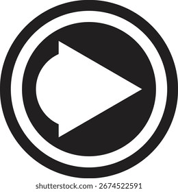 Modern circular play button icon with arrow