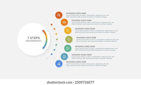 Plantilla redonda circular moderna del diseño de la infografía con 7 puntos de datos