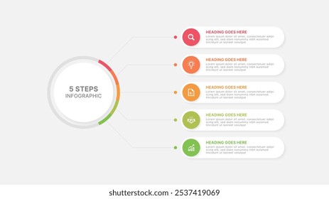 Modern Circular Round Infographic Design Template with 5 Data Points