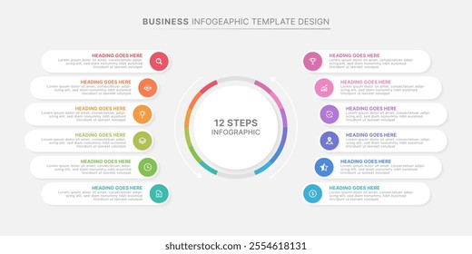 Modern Circular Round Infographic Design Template with 12 Data Points