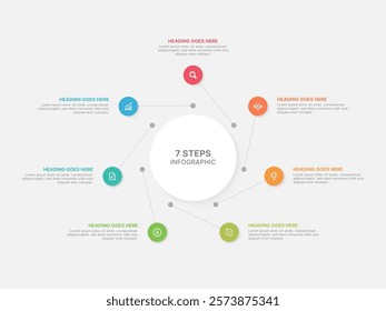 Modern Circular Round Infographic Design Template with 7 Data Points