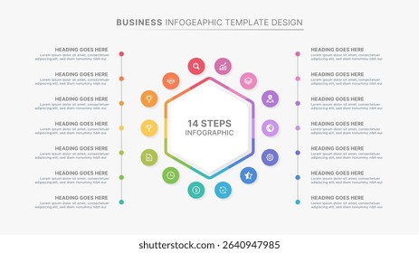 Modern Circular Round Infographic Design Template with 14 Data Points