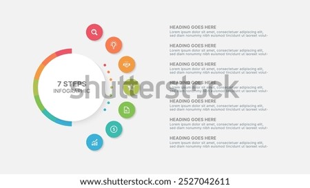 Modern Circular Round Infographic Design Template with 7 Data Points