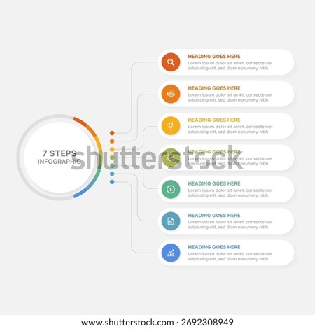 Modern Circular Round Infographic Design Template with 7 Data Points