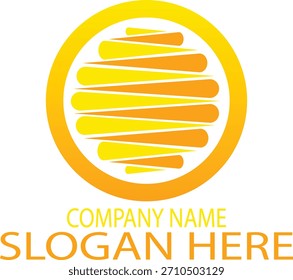 Moderno Circular Sun Logo Diseño de Plantilla Abstractas Amarillo Sun Emblem para la marca Minimal Sunrise Circle Logo Vector Brillante Sun Symbol Logo con Colores de degradado Geométrico Sun Logo Plantilla para Busi.