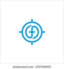 Emblema circular moderno del objetivo con diseño Abstractas de la forma de letra