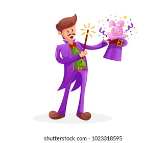 Modern Circus Magician Cartoon Character Illustration