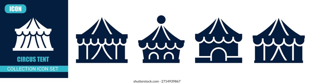 Ilustración de conjunto de iconos de carpa de circo moderno