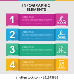 Modern citadel infographic template. infographic design with citadel icons includes . can be used for presentation, diagram, annual report, web design.