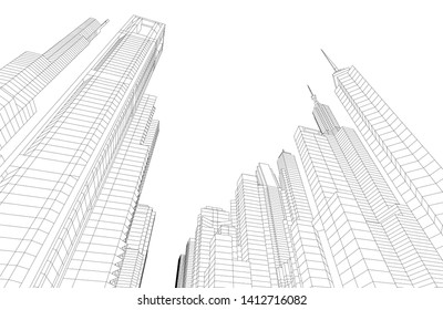 modern city 3d architecture, vector illustration