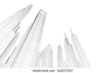 modern city 3d architecture, vector illustration