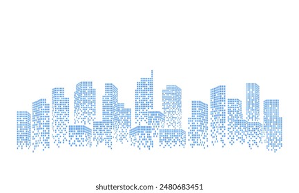 Modern city abstract background with many skyscraper, civil engineering backdrop, book cover, artificial intelligence theme.