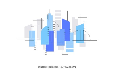 Modern city. Abstract modern city skyline. Simple minimalist geometric urban landscape. Flat illustration. Vector file.