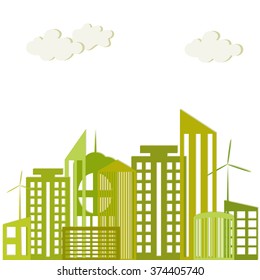 Modern city. Apartments For Rent / Sale, Real Estate. New buildings. Skyscrapers. Energy Efficiency, Think Green Concept