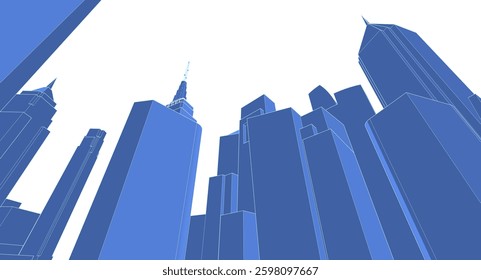modern city architectural landscape sketch 3d illustration	