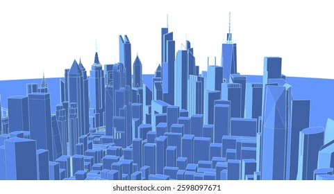 modern city architectural landscape sketch 3d illustration	