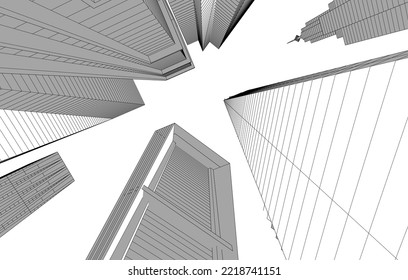 Modern city architecture 3d illustration
