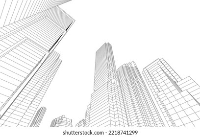 Modern city architecture 3d illustration