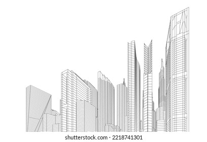 Modern city architecture 3d illustration