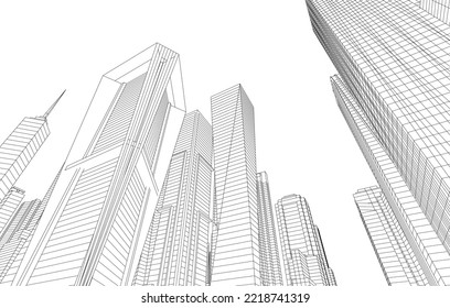 Modern city architecture 3d illustration