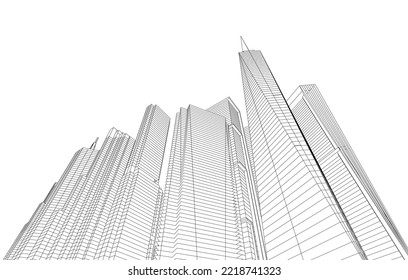 Modern city architecture 3d illustration