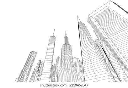 Modern city architecture 3d illustration