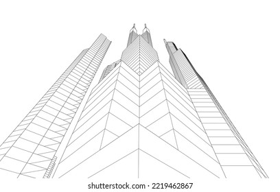 Modern city architecture 3d illustration