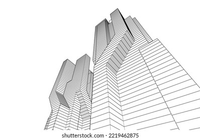 Modern city architecture 3d illustration