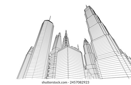 Modern city architecture 3d illustration