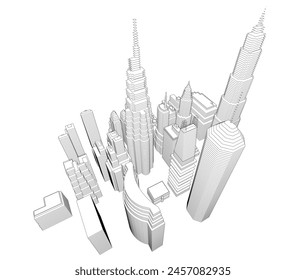 Modern city architecture 3d illustration
