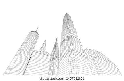 Modern city architecture 3d illustration