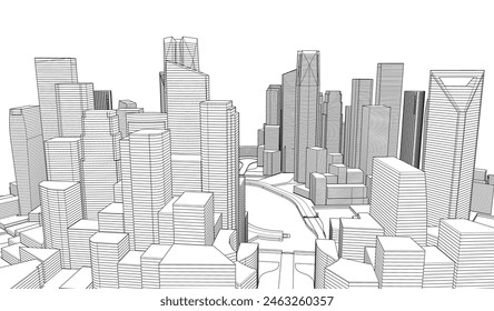 Ilustración 3d moderna de la arquitectura de la ciudad