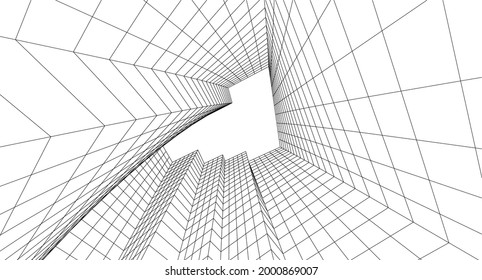 modern city architecture 3d rendering