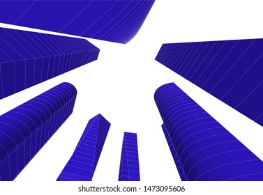 Modern city, architecture building 3d 