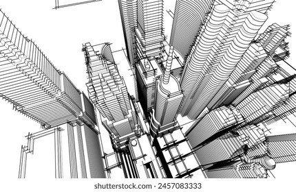 Modern city architecture vector 3d illustration