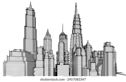 Modern city architecture vector 3d illustration