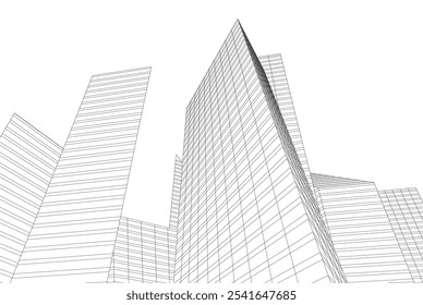 Ilustração em 3d do vetor da arquitetura da cidade moderna