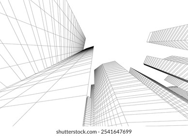 Ilustração em 3d do vetor da arquitetura da cidade moderna