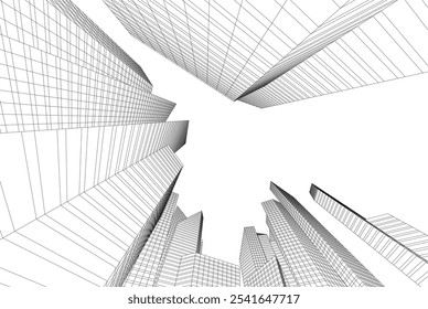 Ilustração em 3d do vetor da arquitetura da cidade moderna
