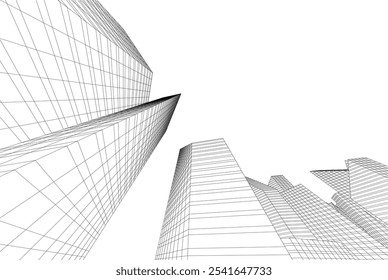 Ilustración 3d de Vector de arquitectura de ciudad moderna