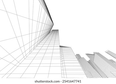 Ilustración 3d de Vector de arquitectura de ciudad moderna