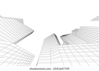 Moderne Stadtarchitektur, Vektorgrafik 3d