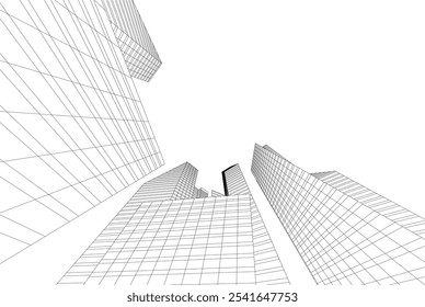 Ilustração em 3d do vetor da arquitetura da cidade moderna