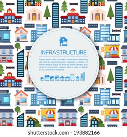 Modern city background. Buildings vector illustration. Colorful template with for you design, web and mobile applications. 